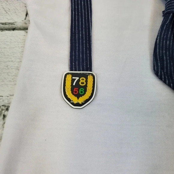 2T Navy Blue Faux Suit Baby Boys 2 pcs Outfit. T-Shirt and Shorts Set - Picture 8 of 11